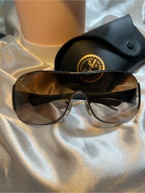 Ray-Ban Gradient Brown Shield Sunglasses with Silver Frame Style 3321